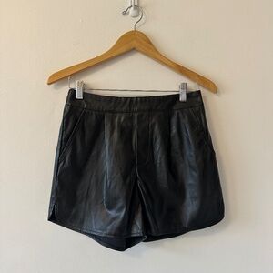 Luvamia Black Faux Leather Pull On High Waist Shorts | Size Small